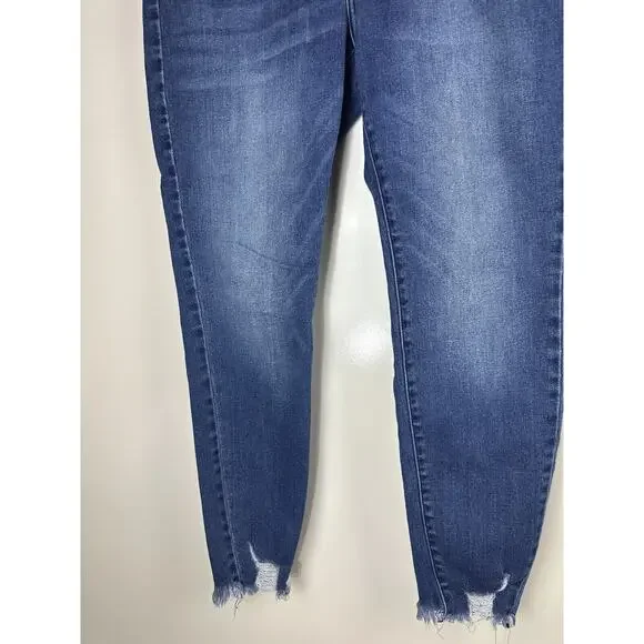 KanCan Skinny High Rise Ripped Hem Jeans Sandblast Blue Denim Plus Size 18 - Picture 4 of 10